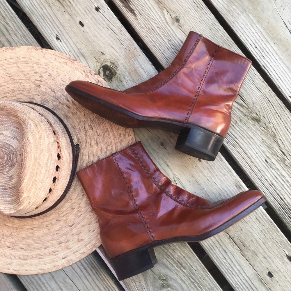 Vintage Florsheim Brown Leather Ankle Boots